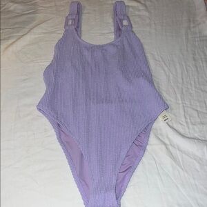 aerie Lilac Textured One-Piece Swimsuit